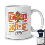 Personalized Gobble; Amusing Thanksgiving Turkey Custom Name Football Playing Player T-Shirt