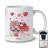 Personalized Custom Name Pink Pug Pickup Truck; Lovely Valentine Hearts Couple Lover T-Shirt
