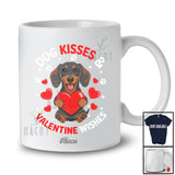 Personalized Custom Name Dog Kisses Valentine Wishes; Lovely Dachshund Hugging Heart T-Shirt