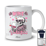Personalized Custom Name Wine Is My Valentine; Humorous Skull Skeleton Flowers Drinking Drunker T-Shirt