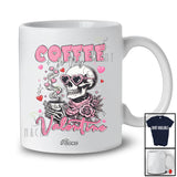 Personalized Custom Name Coffee Is My Valentine; Humorous Pink Skull Skeleton Drinking Coffee T-Shirt