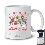 Personalized Custom Name Flock It Was Valentine's Day; Adorable Three Macaw Hearts Bird Lover T-Shirt
