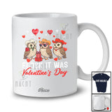 Personalized Custom Name Flock It Was Valentine's Day; Adorable Three Owl Hearts Bird Lover T-Shirt