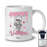 Personalized Custom Name Coffee Is My Valentine; Humorous Pink Skeleton Drinking Coffee Lover T-Shirt