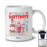 Personalized Custom Name I Kissed A Bartender; Proud Valentine Flowers Bartender Couple Lover T-Shirt