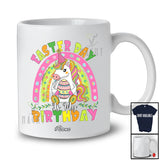 Personalized Custom Name Easter Day Is My Birthday; Lovely Unicorn Rainbow Holding Easter Egg T-Shirt