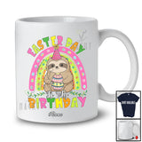 Personalized Custom Name Easter Day Is My Birthday; Lovely Sloth Rainbow Holding Easter Egg T-Shirt