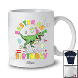 Personalized Custom Name Easter Day Is My Birthday; Lovely T-Rex Dinosaur Holding Easter Egg T-Shirt