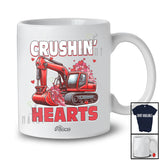 Personalized Custom Name Crushin' Hearts; Amazing Valentine Hearts On Excavator Driver Lover T-Shirt