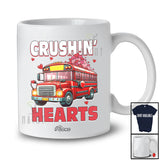 Personalized Custom Name Crushin' Hearts; Amazing Valentine Hearts On School Bus Driver Lover T-Shirt