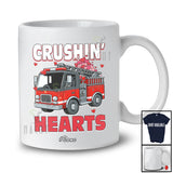 Personalized Custom Name Crushin' Hearts; Amazing Valentine Hearts On Fire Truck Driver Lover T-Shirt