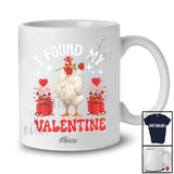 Personalized Custom Name I Found My Valentine; Lovely Chicken Farm Animal Flower Hearts T-Shirt