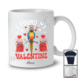 Personalized Custom Name I Found My Valentine; Lovely Valentine's Day Macaw Bird Flower Hearts T-Shirt