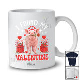 Personalized Custom Name I Found My Valentine; Lovely Pig Farm Animal Flower Hearts T-Shirt