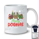 Personalized Custom Name Merry Dogmas; Amazing Christmas Tree Three Leopard Plaid Dog Paws T-Shirt