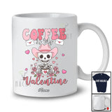 Personalized Custom Name Coffee Is My Valentine; Lovely Skeleton Drinking Coffee Lover T-Shirt