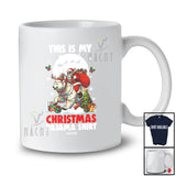 Personalized Custom Name This Is My Christmas Pajama Shirt; Joyful Santa Riding Polar Bear Animal T-Shirt
