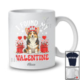 Personalized Custom Name I Found My Valentine; Adorable Corgi Owner Lover Flower Hearts T-Shirt