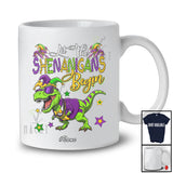 Personalized Custom Name Let The Shenanigans Begin; Joyful Mardi Gras T-Rex Sunglasses Beads T-Shirt