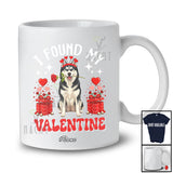 Personalized Custom Name I Found My Valentine; Adorable Husky Owner Lover Flower Hearts T-Shirt