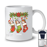 Personalized Custom Name Three Guinea Pigs In Christmas Socks; Lovely Animal Lover Family Group T-Shirt