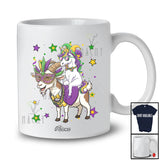 Personalized Custom Name Unicorn Riding Goat; Joyful Mardi Gras Goat Masked Beads T-Shirt