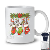 Personalized Custom Name Three Opossums In Christmas Socks; Lovely Animal Lover Family Group T-Shirt