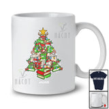 Personalized Custom Name Books Christmas Tree; Adorable Book Nerd; Librarian Teacher T-Shirt