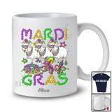 Personalized Custom Name Mardi Gras; Joyful Three Sheep Farmer; Beads King Cake Crawfish T-Shirt