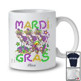 Personalized Custom Name Mardi Gras; Joyful Three Cow Farmer; Beads King Cake Crawfish T-Shirt