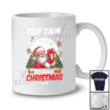 Personalized Custom Name Keep Calm It's Almost Christmas; Cheerful X-mas Tree Moon Santa; Family T-Shirt