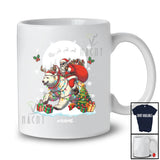 Personalized Custom Name Santa Riding Polar Bear As Reindeer; Joyful Christmas Moon Snowing Animal T-Shirt