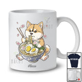 Personalized Custom Name Akita Eating Ramen; Adorable Japanese Food Ramen Noodle Animal T-Shirt