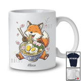Personalized Custom Name Fox Eating Ramen; Adorable Japanese Food Ramen Noodle Animal T-Shirt