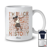 Personalized Custom Name I'm Black History; Amusing Black History Month Afro African Girl Dabbing T-Shirt