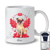 Personalized Custom Name Valentine Pug Sunglasses; Lovely Valentine's Day Hearts Pug Owner T-Shirt