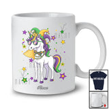 Personalized Custom Name Unicorn Sunglasses Eating Nacho; Joyful Mardi Gras Beads Food T-Shirt