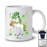 Personalized Custom Name Unicorn Eating Hot Dog; Joyful St. Patrick's Day Shamrocks Food T-Shirt