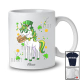 Personalized Custom Name Unicorn Eating Hamburger; Joyful St. Patrick's Day Shamrocks Food T-Shirt