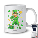 Personalized Custom Name Leprechaun Playing Softball; Awesome St. Patrick's Day Sport Player T-Shirt