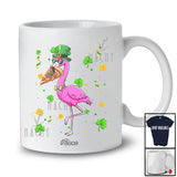 Personalized Custom Name Flamingo Eating Pizza; Joyful St. Patrick's Day Shamrocks Italian Food T-Shirt