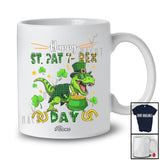 Personalized Custom Name Happy St. Pat T-Rex Day; Humorous St. Patrick's Day Plaid T-Rex Lover T-Shirt