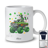 Personalized Custom Name Cow On Monster Truck; Joyful St. Patrick's Day Shamrock Farm Animal T-Shirt