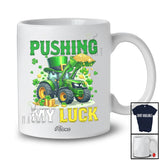 Personalized Custom Name Pushing My Luck; Amusing St. Patrick's Day Tractor Shamrocks; Farmer T-Shirt