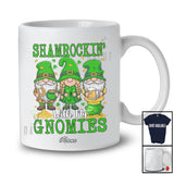 Personalized Custom Name Shamrockin' With Gnomies; Lovely Three Gnomes Drinking Shamrock T-Shirt