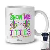 Personalized Custom Name Show Me The Titties; Humorous Mardi Gras Beads Couple; Men Parade T-Shirt
