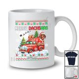 Personalized Custom Name Merry Dachsmas; Lovely Christmas Sweater Dachshund On Pickup Truck T-Shirt
