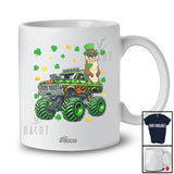 Personalized Custom Name Otter On Monster Truck; Joyful St. Patrick's Day Shamrock Sea Animal T-Shirt