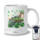 Personalized Custom Name Owl On Monster Truck; Joyful St. Patrick's Day Shamrock Bird T-Shirt