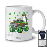 Personalized Custom Name Penguin On Monster Truck; Joyful St. Patrick's Day Shamrock Bird T-Shirt